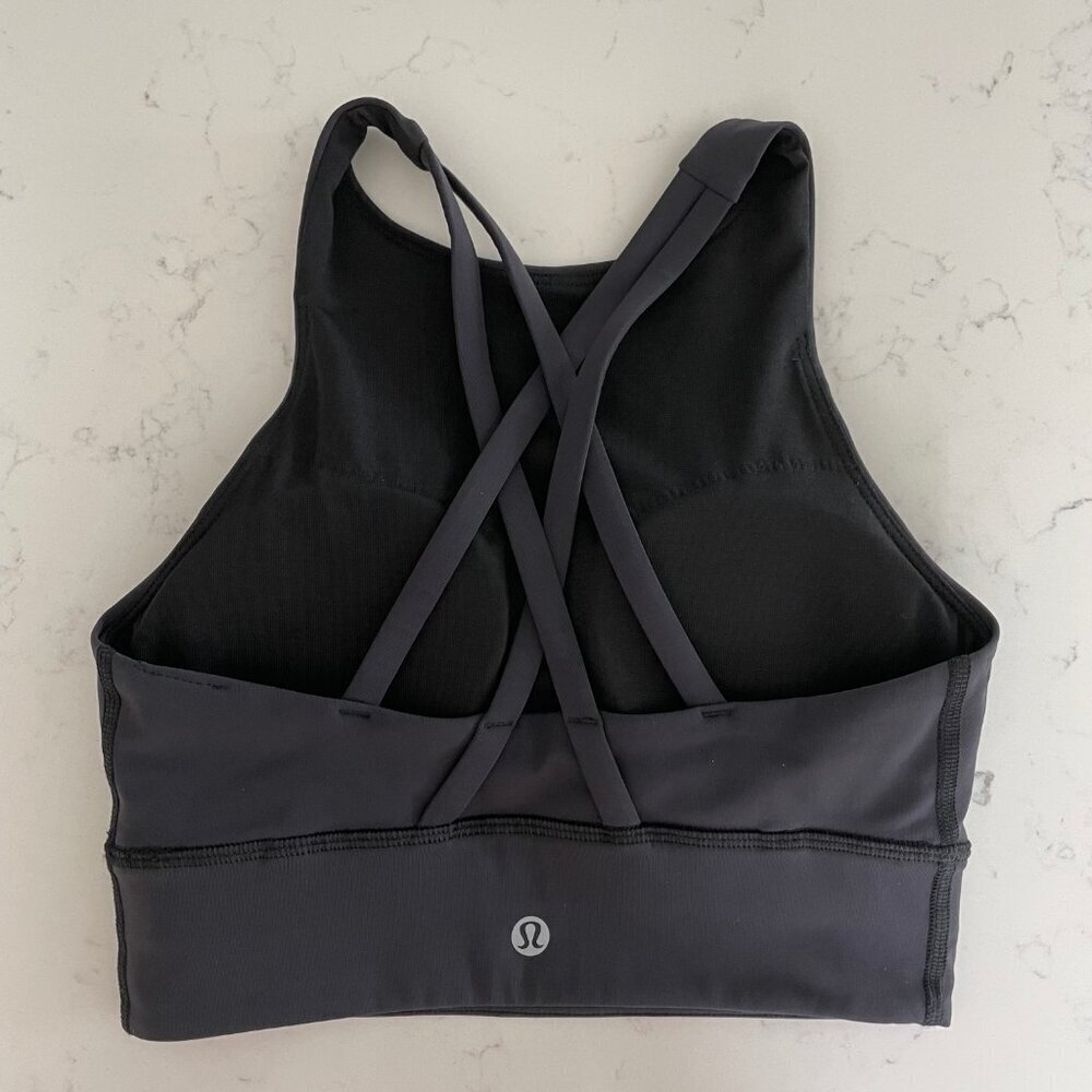 Lululemon Energy Longline Bra Top Medium Support B-D Cup Graphite Grey Sz 4 NWOT - Picture 3 of 7